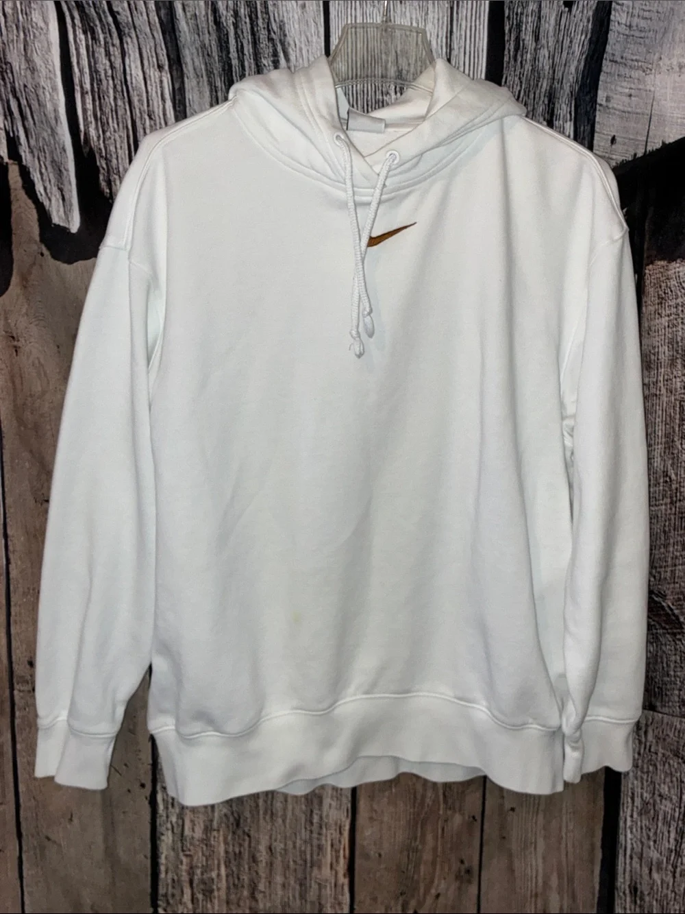 Nike Hoodie, White w/Brown Swoosh, Size S, Unisex